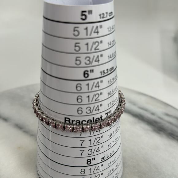 Pink flower Sterling silver tennis bracelet - Picture 6 of 6